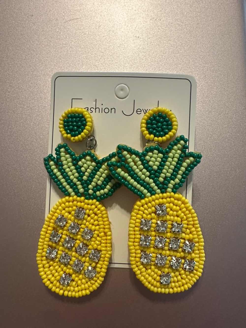 Fashion Jewelry Yellow and Green Beaded Pineapple Drop Earrings